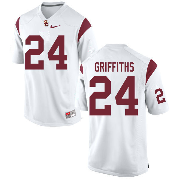Men #24 Ben Griffiths USC Trojans College Football Jerseys Sale-White